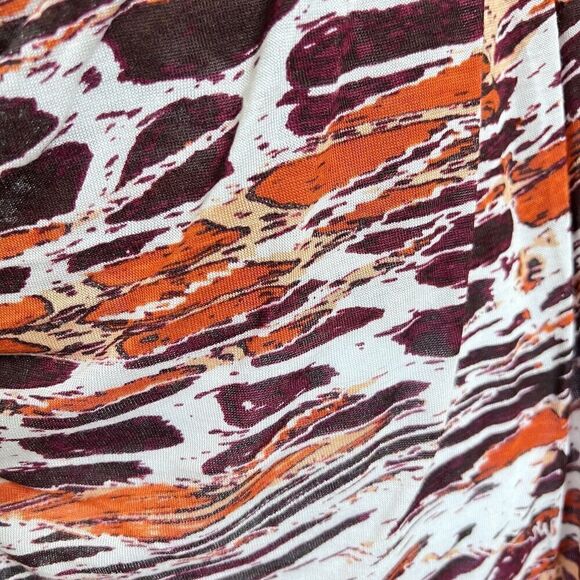 New Directions Top Size L Snake Print Faux Wrap V Neck‎ Side Chinched Blouse - Picture 4 of 14